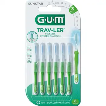 Gum traveler travel toothbrush, 6 pack.