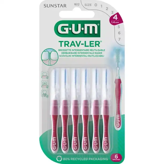 Gum traveler travel toothbrush 6 pack.